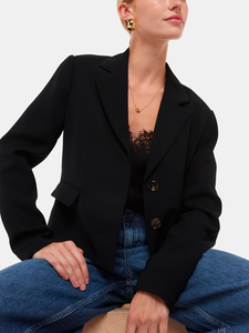 Usine OEM femmes printemps-automne court Blazer manteau col en V élégant bureau <span class=keywords><strong>veste</strong></span> à simple boutonnage manteau - Product Image 5