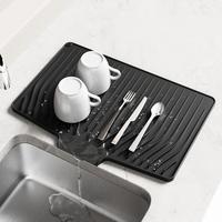 Modernes Design Silikon Dish Drain Board Counter Top Trockner mit Slope Guide für Home Kitchen Isolier platte für Geschirr