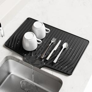 Modern Design Silicone Dish <strong>Drain</strong> <strong>Board</strong> Counter Top Dryer with Slope Guide for Home Kitchen Insulation Plate for Tableware - Product Image 2