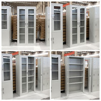 Armoires de classement modernes en acier, armoire de rangement métallique, armoire de bureau à 2 portes entièrement vitrées, verrouillable, avec étagères réglables