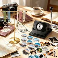 Kit de fabrication de porte-clés photo pour photomaton, comprenant un cadre photo en acrylique 35 mm, une machine de découpe circulaire et un ensemble de fabrication de porte-clés en perles pour cadeaux d'invités de mariage
