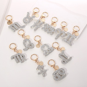 Porte-clés zodiaque de luxe en strass pour femme, pendentif de sac à main tendance avec constellation scintillante, <span class=keywords><strong>petit</strong></span> cadeau en gros pour elle - Product Image 1