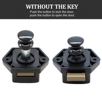Loquet à bouton-poussoir carré miniature pour meubles de caravane, camping-car, tiroir, armoire, serrure sans clé