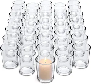 Clear Glass Tealight Candle Holder- Glass Votive Candle Holders Clear Candle Holder for Valentine's Day