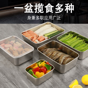 Boîte de conservation alimentaire carrée en acier inoxydable avec couvercle pour réfrigérateur et service de plats froids, qualité 304, plusieurs tailles disponibles - Product Image 5