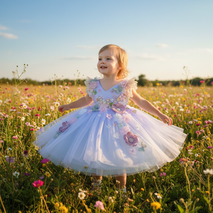 <span class=keywords><strong>Vestito</strong></span> Estivo per Bambina con Fiori 3D Principessa Schiena Scoperta <span class=keywords><strong>Verde</strong></span> con Farfalla 3D e Grande Fiocco per Compleanno - Product Image 1