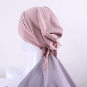 कस्टम मुस्लिम पगड़ी लूप स्कारफ हिजाब के साथ संलग्न अंडरकैप ट्यूब बंद टाई अंडरकैप तत्काल हिजाब - Product Image 1