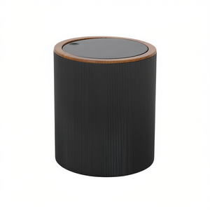 Poubelle London grise, diamètre 19 cm, hauteur 22,3 cm, design côtelé, usage intérieur - Product Image 2