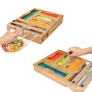 Bamboo Drawer Organizer Rectangular 1.2KG Covered Food Container <b>Storage</b> <b>Box</b> For <b>Kitchen</b> Cabinet Use - Product Image 2