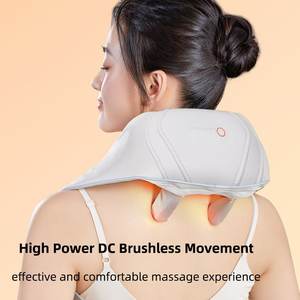 Masajeador de cuello y hombros shiatsu profundo, eléctrico, portátil, inalámbrico, sin escobillas, con compresa caliente - Product Image 3