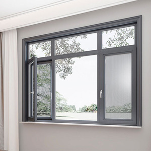 Fenêtres à battants en gros, fenêtres à triple glissière avec battant supérieur pour maisons, cadre fin en aluminium noir, fenêtres à battants - Product Image 1