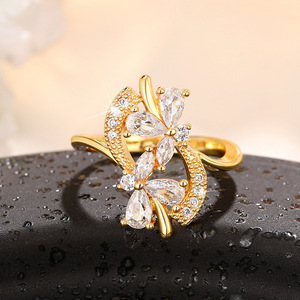 Orecchini a polsino in cristallo E2170, placcati oro 22k, a forma di pianta, romantici, gioielli da donna per matrimonio - Product Image 4