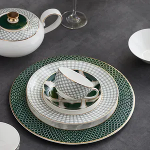Set di stoviglie da tavola piatto di pasta in ceramica ensemble di dessert di lusso de vaisselle dor