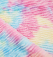 Tissu en flanelle rayé tie-dye arc-en-ciel 100% polyester, peluche douce pour couverture et vêtements de nuit pour enfants