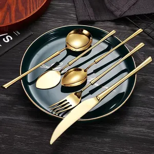 Factory Sale Golden Cutlery 18/0 Gold Stainless Steel Flatware Golden Besteck