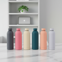 Bouteille d'eau sport isotherme en acier inoxydable à double paroi, 500 ml, noir mat, avec logo personnalisé, écologique, pour la rentrée scolaire