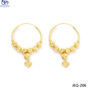JXX Nuevos Pendientes de Aro de Oro de 24K de Lujo con Cuatro Cuentas Colgantes en Forma de Corazón, Accesorios para Mujer, Joyería para Bodas y Banquetes - Product Image 4