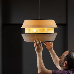 Lustre en rotin de style nordique japonais, lampe LED pour salle à manger, salon, chambre à coucher, bar, lampe suspendue décorative - Product Image 1