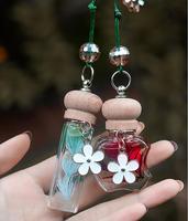 Vente en gros de beaux accessoires pour voiture, diffuseur de parfum en bouteille en verre d'aromathérapie avec huile essentielle et couvercle en bois