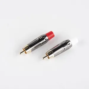 Connectors Audio Join Audio Gun Nickel Gold Plug RCA Male Connector With Colorful Rubber