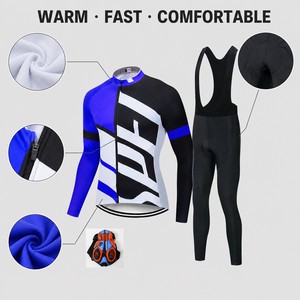 Set <span class=keywords><strong>Maglia</strong></span> <span class=keywords><strong>Ciclismo</strong></span> <span class=keywords><strong>Invernale</strong></span> Termica Felpata a Maniche Lunghe per Bici da Corsa Uomo Donna - Product Image 3