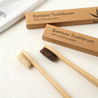 Brosse à dents en bambou écologique biodégradable en poils de sanglier naturels