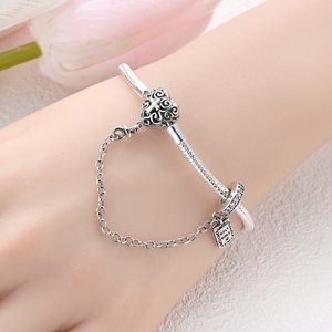 Original 925 Sterling <strong>Silver</strong> Gold Plated <strong>Charm</strong> <strong>Bracelet</strong> Zircon Love Heart Flowers Butterfly <strong>Charms</strong> Women's Fashion Jewelry Gift - Product Image 5