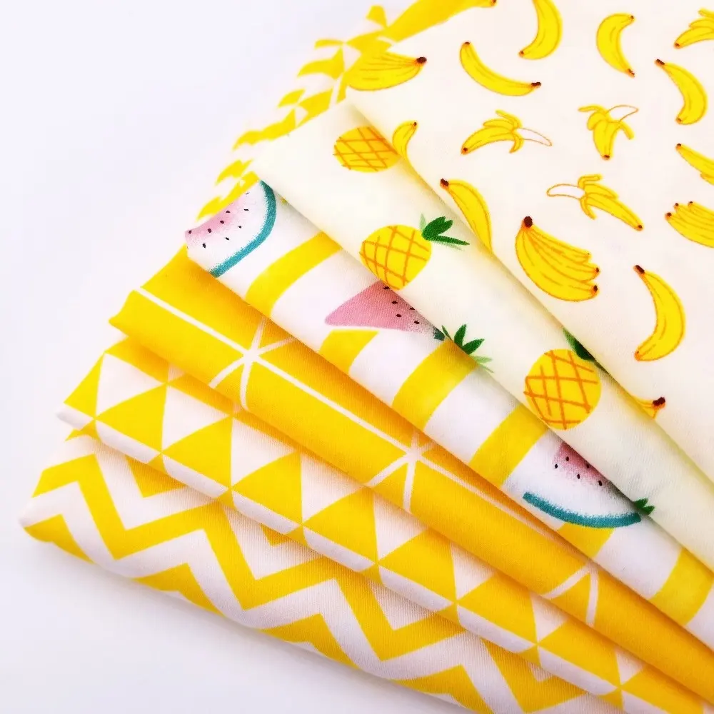 Spring Style Ananas Bananen früchte Gedruckt 100% Baumwolle Twill Stoff Bundle Großhandel für Kissen puppe Baby kleidung