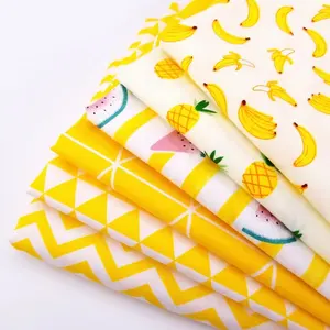 Spring Style Pineapple Banana Fruits Printed 100% Cotton Twill Fabric Bundle Wholesale For Pillow Doll Baby Clothes