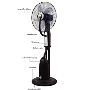 실외 16 인치 받침대 팬 원격 제어 디지털 디스플레이 US 플러그 AC 전원 냉각 기능 3 블레이드 미스트 인증 CB - Product Image 4