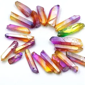 Petit ange coloré en quartz aura, vente en gros, 5 pièces, cristal, brut, pour la fabrication de bijoux, pendentif