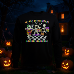 Trick Or Speech Halloween SLP T-shirt à manches longues rétro pour la thérapie orthophonique - Product Image 3
