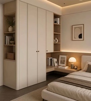 Armoire Moderne en Bois Massif Style Européen Grande Capacité Design Écologique Construction Durable Poignées Métalliques Portes Battantes Surélevées