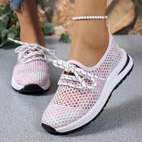 Baskets respirantes en maille ajourée à lacets pour femmes, légères, confortables, chaussures de marche décontractées