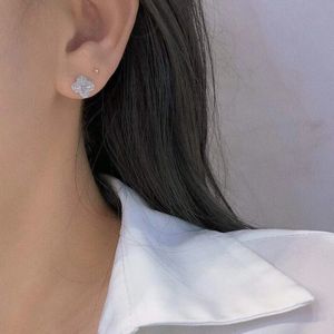 Aretes Xinfly con Forma de Trébol, Diamantes Naturales de 0.20ct, Oro Blanco de 18k, para Bodas, Fiestas, Compromisos, Joyería Infantil - Product Image 5