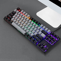 Teclado mecánico gaming profesional con cable, 87 teclas y retroiluminación RGB JK87, diseño ergonómico, USB tipo C y interrupto