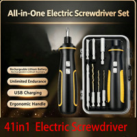 Tournevis et perceuse électriques 41-en-1, petit, léger, portable, rechargeable par USB, 3,7 V, usage bricolage, couple de 5 Nm, moteur sans balais