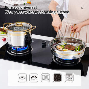 스테인리스 스틸 조리기구 5 종 세트, 16cm 우유 냄비 + 22cm 수프 냄비 + 26cm 프라이팬 - Product Image 2