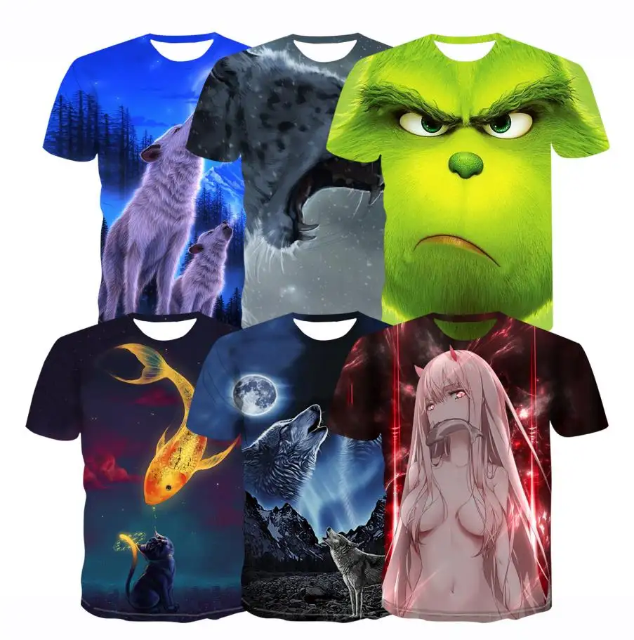 Camiseta de lobo 2023 para hombre, camiseta de manga corta con estampado de animales, camiseta informal 3D para hombre, camiseta de talla grande para hombre