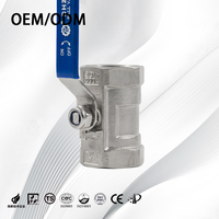 Vanne à bille manuelle en acier inoxydable 304/316, 1 pièce, filetage NPT, joint PTFE, vanne à bille industrielle monobloc pour eau, huile, gaz