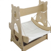 Lit hamac balancelle personnalisé pour chat et chien, Nid en bois massif, Modèle 40.5x39x50