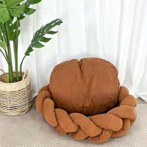 Modern Fashion Portable Pet <b>Bed</b> Comfortable Extra Warm Woven Cat <b>Dog</b> Nest Soft Chunky Knit Braid Faux Fur Washable All Seasons - Product Image 1