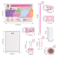 Lila Macaron Office Set Niedliche Notizbuch Bleistifte Binder Clips Hefter mit Cartoon Design School Office Supplies Geschenk box