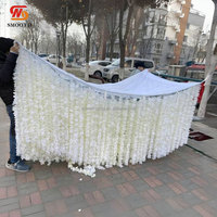 Décoration de mariage, guirlande de glycine blanche, fleurs artificielles de cerisier, panneau mural, fleurs suspendues au plafond, décoration