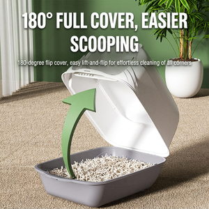 Bac à litière pour chat Nanbo Wang extra large entièrement fermé avec couvercle rabattable à 180 degrés, toilette semi-fermée pour animaux de compagnie - Product Image 1