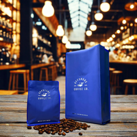Sacs à café vides AT PACK personnalisés 250G, sachets d'emballage pour grains de café et thé, sacs à café à fond plat avec valve et fermeture éclair