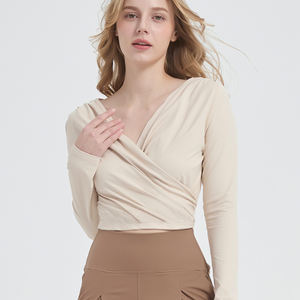 Top Deportivo de Yoga para Mujer, Primavera 2026, Elástico, Poliamida, Sin Costuras, para Correr, Pilates, Fitness, Danza, Manga Larga, Cuello en V - Product Image 5