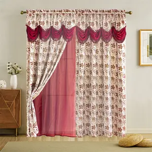 Wholesale Elegant Jacquard Curtain With Valance Popular Classical European Style Luxury Curtains For Living Room Window