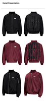 Blouson Bomber Homme Personnalisé OEM ODM Vente en Gros Logo Métallique Lettres Universitaires Baseball Noir Bordeaux Graphique Streetwear