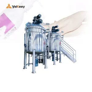 Industrial Noodle Sauce and Cosmetic Cream Lotion Gel Making Line Liquid Vacuum Emulsifying Mixer with Agitator